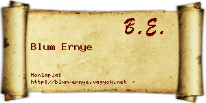 Blum Ernye névjegykártya